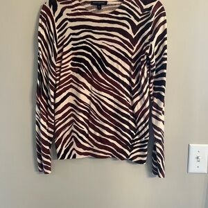 Banana Republic Zebra Print Long Sleeve Top - Brown and Cream